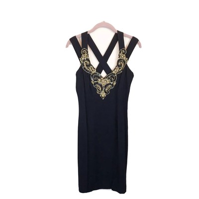 Gunne Sax Jessica McClintock Womens 7 8 Dress Black Vintage Sequin 80s 90s