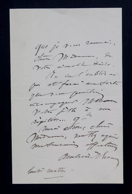 Ambroise THOMAS, Compositeur -  LETTRE AUTOGRAPHE SIGNÉE