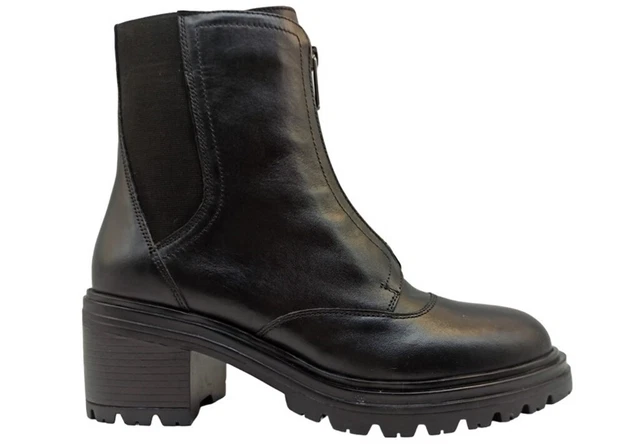 Bottines Chelsea Femme GEOX D36QCC Bottes à Gros Talon Une Cheville Cuir Noir