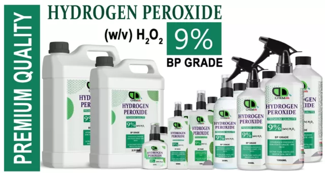 HYDROGEN PEROXIDE 9% Premium Quality VARIOUS SIZES ✅ SAME DAY DISPATCH ✅ UK MADE