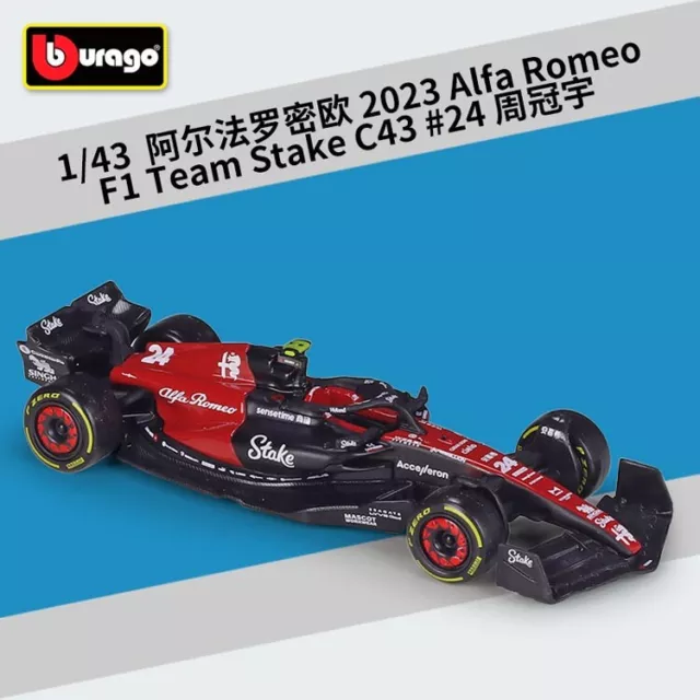 2023 FORMULA 1 F1 C43 Car Alfa Romeo 1:43 Model ZHOU Guanyu 1:43 Toys Bburago