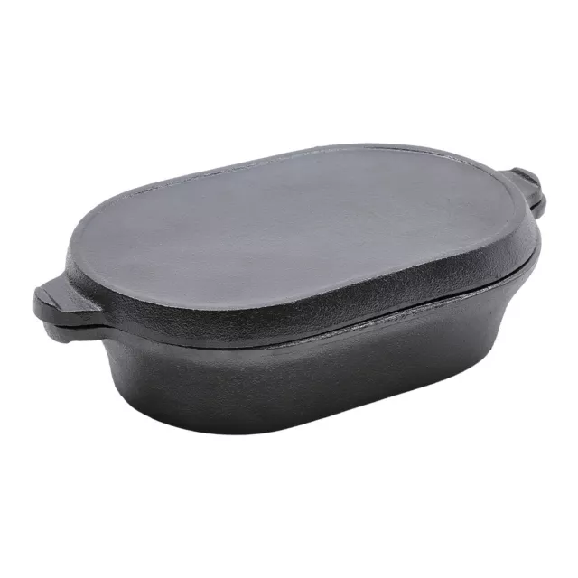 2in1 Combo Cooker Pre Seasoned Dutch Oven Stew Pot Cast Iron Frying Braising Pan