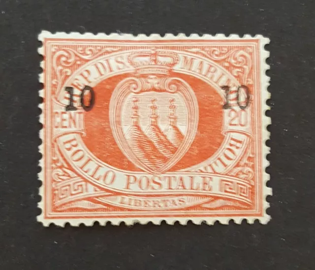 San Marino 1892 10c On 20c Surcharge sg17 Clean Mounted Mint. Red  As Pictures.