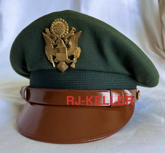 WW2 or Korean War US American Army Officers Visor Hat Cap Sz: 7-1/4 (Converted)