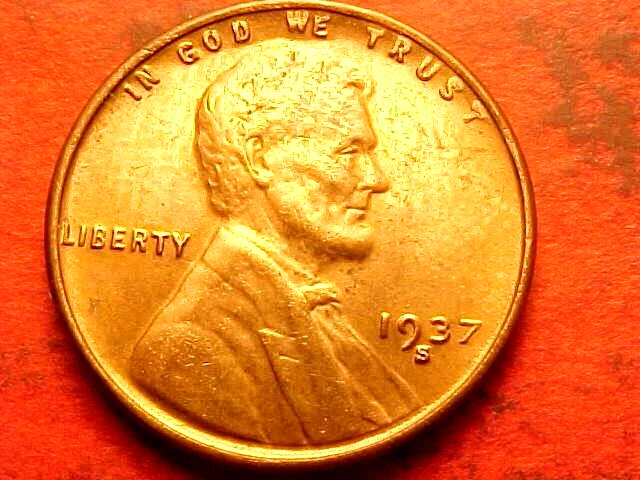 1937-S  Bu+ Unc Ms Lincoln Wheat Penny Cent Uncirculated Gem Pq!