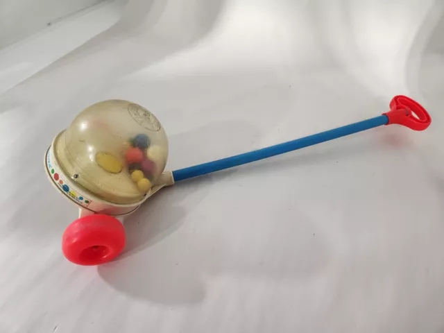 Fisher Price Vintage 1980 Corn Popper Push Toddler Toy Popcorn Works Perfectly