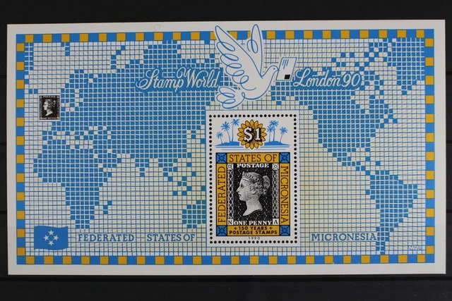 Mikronesien, MiNr. Block 5, 150 Jahre Briefmarken, postfrisch / MNH - 633029