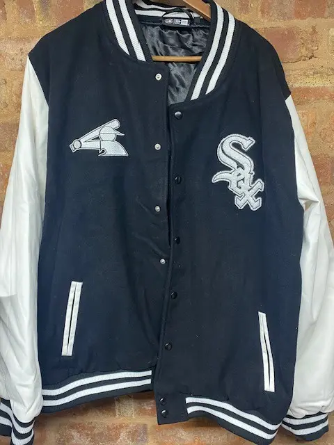 New Era Chicago White Sox Wordmarl Varsity Jacket Baseball Black Rrp £156