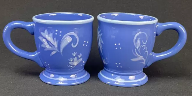 Kimberly Hodges Blue Floral Mug Coffee Cup Hallmark Hand Painted Set of 2