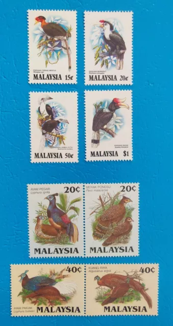 MALAYSIA 1983 HORNBILL 4v, 1986 PEACOCK PHEASANT ARGUS 4v - bird stamps MNH