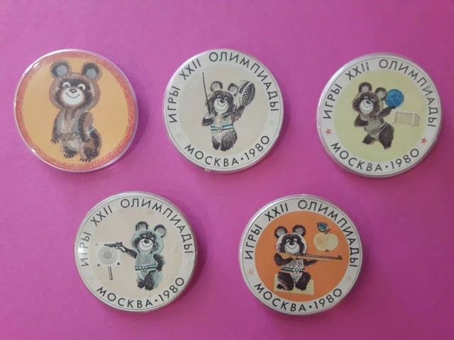 Affiche Rétro Originale Des Jeux Olympiques De Moscou De 1980 Misha Bear Mascot Meilleurs Souhaits De Bien %c3%aatre Sport