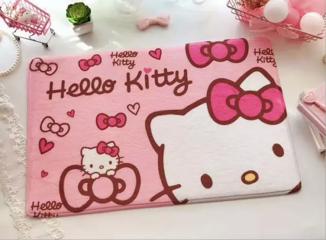 Cute Hello Kitty Bow Heart Carpet Home Soft Door Rugs Children Bedroom Mat Gifts