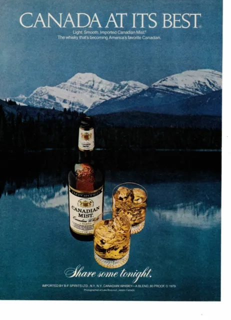 Vtg Print Ad 1980s Canadian Mist Whiskey Canada at its Best Mountains Jasper 3