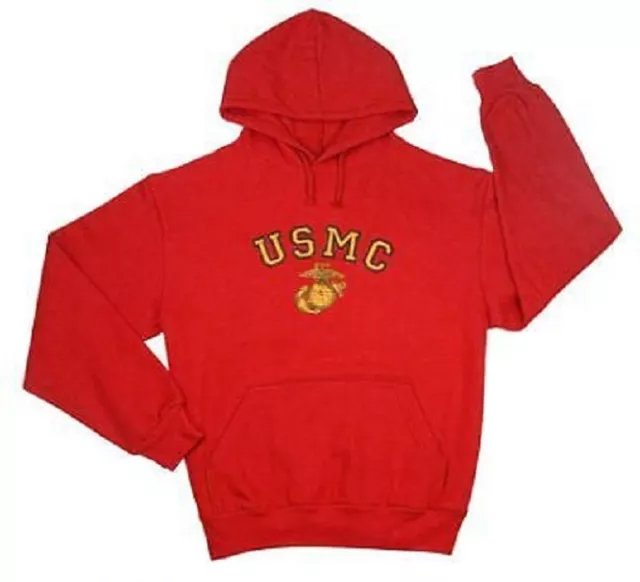 Usmc US Marines Red Hoody Army Jumper Eag Hooded Sweatshirt Hoody XL