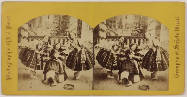 Tänzer Szene Porträt Frankreich Foto Stereo L6n26 Vintage Albumin c1865