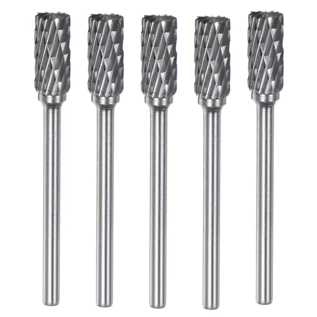 5pcs 1/4" (6mm) Head 1/8" (3mm) Shank A-Shape Double Cut Carbide Rotary Burrs