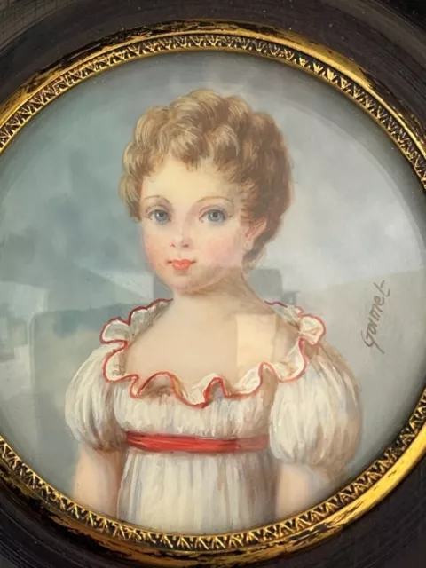 PEINTURE MINIATURE 19eme JEUNE FILLE par GAMET