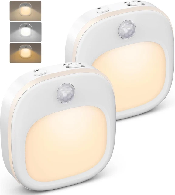 STICK-ON NIGHT LIGHTS, 2 Pack Motion Sensor Lights Indoor with 3 Modes ...