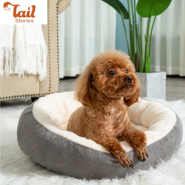 Fluffy Donut Cuddler Plush Pet Bed Dog Cat Soft Warm Round Calming Bed Washable 2