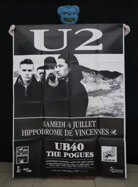 U2 - JOSHUA TREE TOUR - Affiche originale Concert Paris 1987 - Poster 160x118