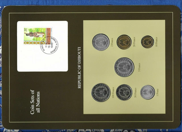 Coin Sets of All Nations Djibouti w/card 1977-1991 UNC 20 Francs 1983 50FR 1989