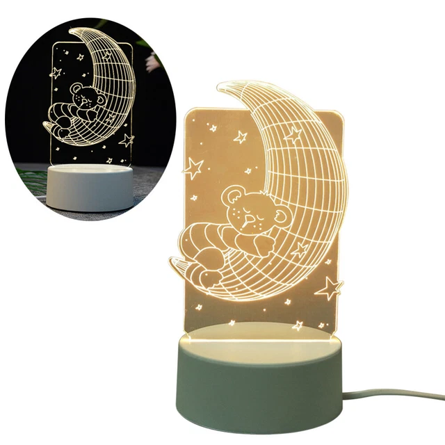 Lampada da letto orso lunare silicone lampade da comodino camera da letto luce scrivania bambini