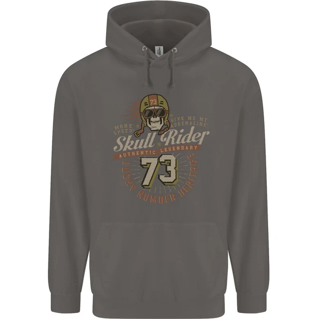 Felpa con cappuccio Skull Rider moto biker moto uomo 80% cotone 6