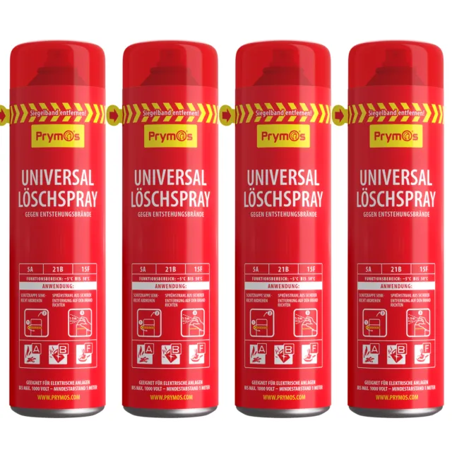 Prymos Feuerlöschspray Universal 4x 625ml 5A/21B/15F Feuerlöscher MHD 07/2029