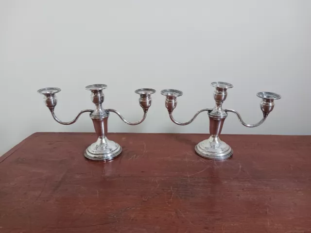 Pair of Vintage Candelabra Sterling Silver Weighted Candlesticks