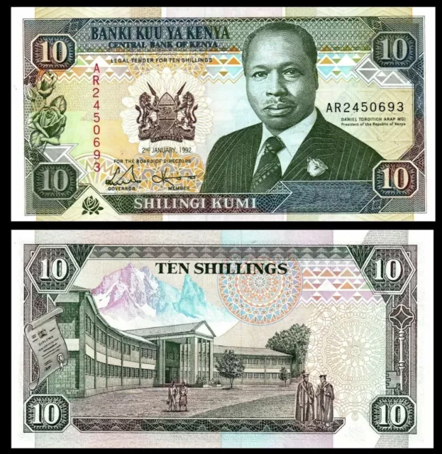 Kenya 10 Shillings, 1992 ,UNC, African Banknotes