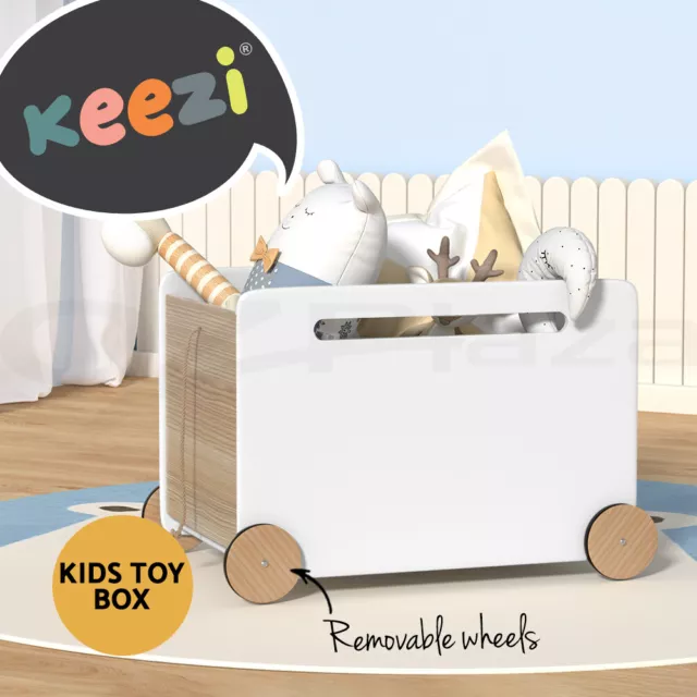 Keezi Kids Toy Box Container Children Chest Storage Clothes Organiser Wheels