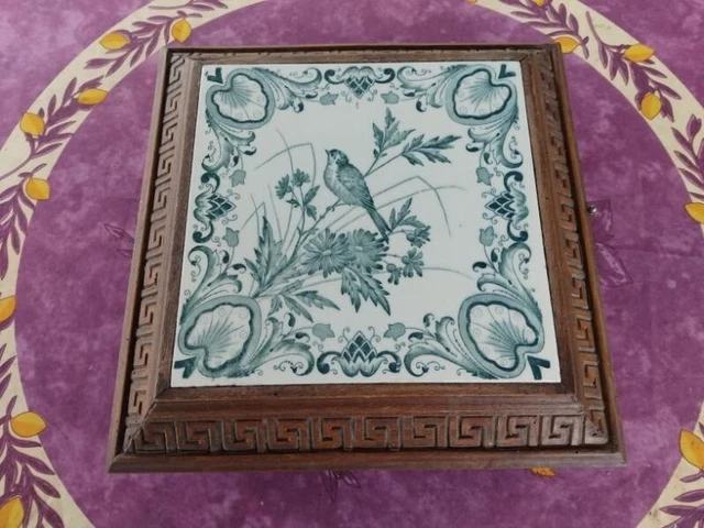 Dessous De Plat Ancien En Faïence - Carreaux Motif Oriental - Algérie - Bleu