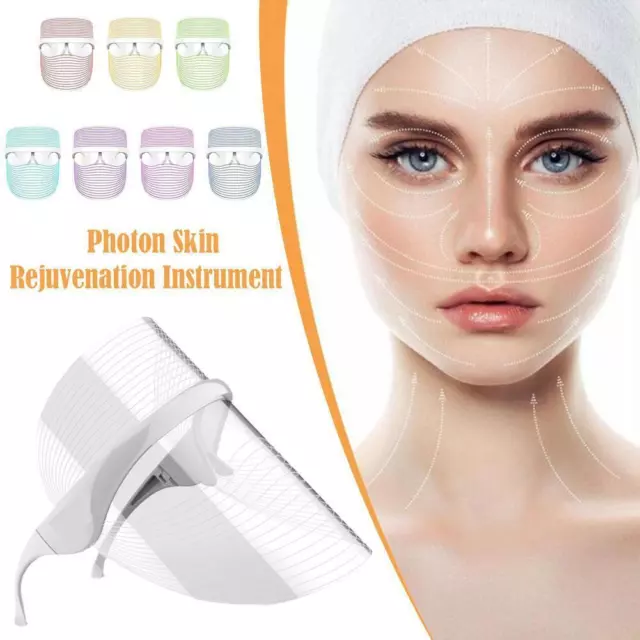 7Color LED Light Photon Face Neck Mask Rejuvenation Facial Therapy Wrinkles I9L1 2