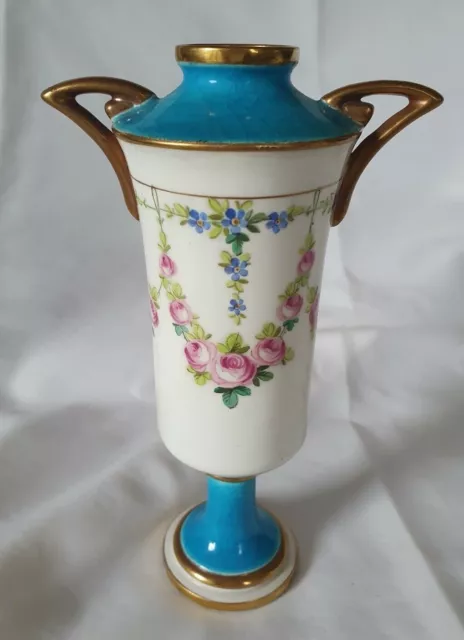 Minton Blue Celeste Twin Handled Small Vase (B), Circa 19Th Century