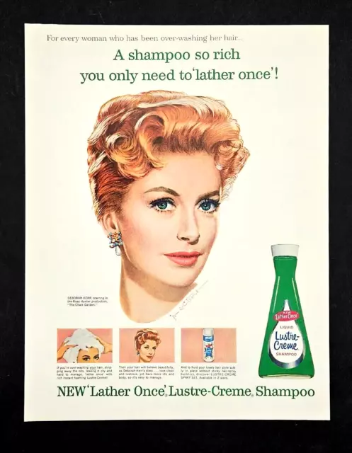 Deborah Kerr Lustre Creme Shampoo ad vintage 1964 original advertisement
