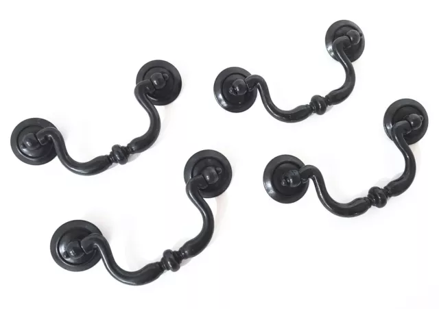 4Pack 3 Inch Black Vintage Drawer Pulls Handles Antique Drop Bail Cabinet Pulls