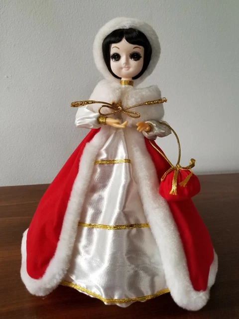VTG 1978 Musical WHITE CHRISTMAS BRADLEY Big Eyed DOLL Red Velvet/Fur SANTA HAT