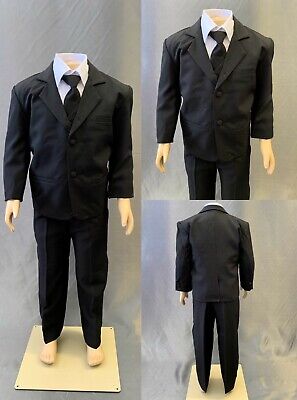 Black Elegant Wedding Toddler Teen Boy Recital Sweet 16 Tuxedo Suit Size S-20
