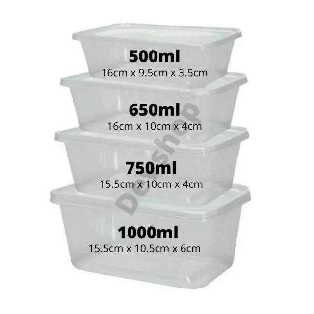 Plastic Food Containers with lids Takeaway Microwave Freezer Safe Storage Boxes