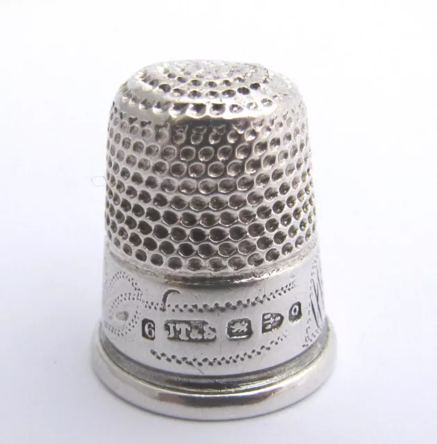 Antique 1899 Hallmarked Sterling Silver Sewing Thimble Silversmith John Thompson