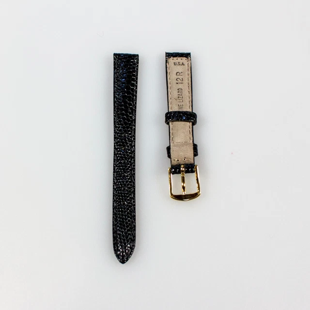 Bracelet De Montre Universal Genève Lézard Noir 12 Mm – Vintage, Réf 66539