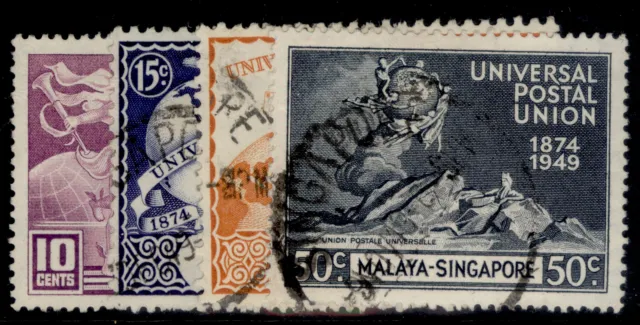 SINGAPORE GVI SG33-36, 1949 ANNIVERSARY of UPU set, FINE USED. Cat £11.
