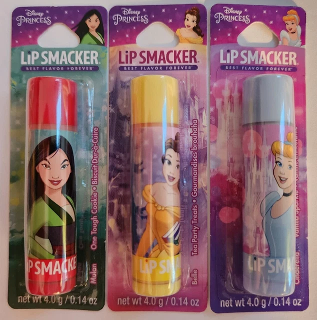 LIP SMACKER Lip Balm DISNEY PRINCESS Belle Mulan Cinderella SET OF 3 #40123