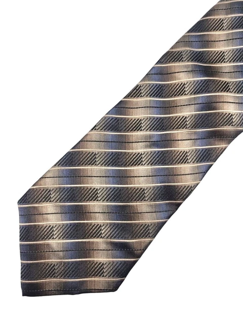 Pronto-Uomo Brown Striped Men's Silk Tie, EUC