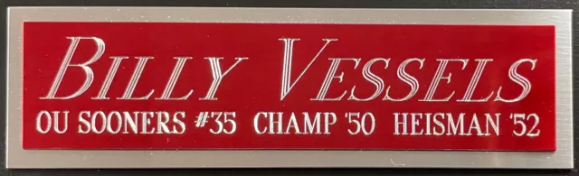 BILLY VESSELS HEISMAN NAMEPLATE AUTOGRAPHED Signed Football Helmet JERSEY PHOTO