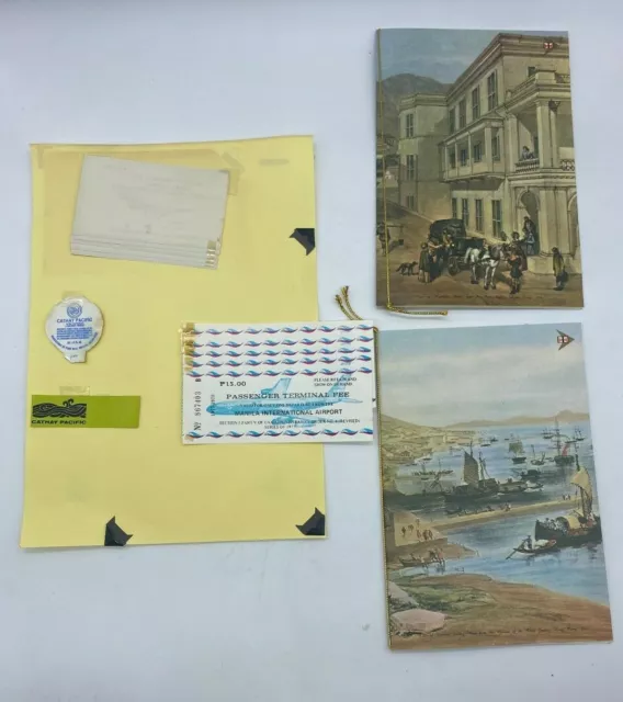 Airline collectables - tickets Cathay Pacific Menus with historical HK art