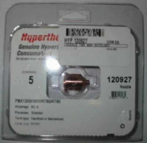 Hypertherm 120927 Nozzle 80A 1250/1650/Rt60/Rt80 Qty-5