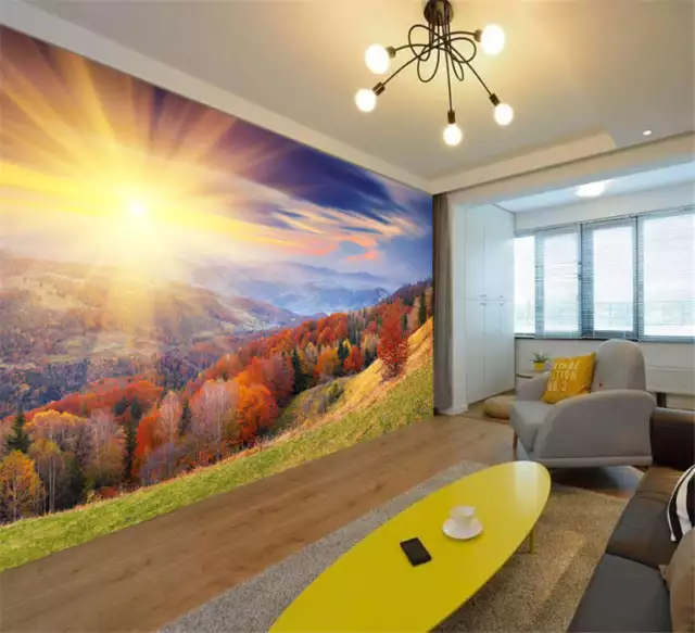 Autumn Forest Sunrise Full Wall Mural Photo Wallpaper Print Kids Home 3D Decal