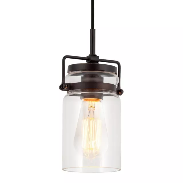 Kira Home Wyer 8" Modern Industrial/Farmhouse Pendant Light + Mini Clear Glass