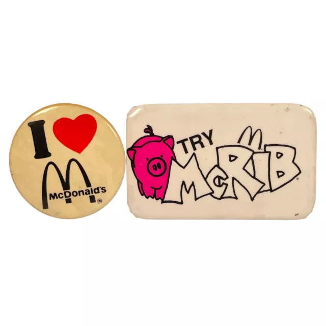 McDonalds Crew Badge Pin Try McRib Vintage Pinback Button Employee Advertising